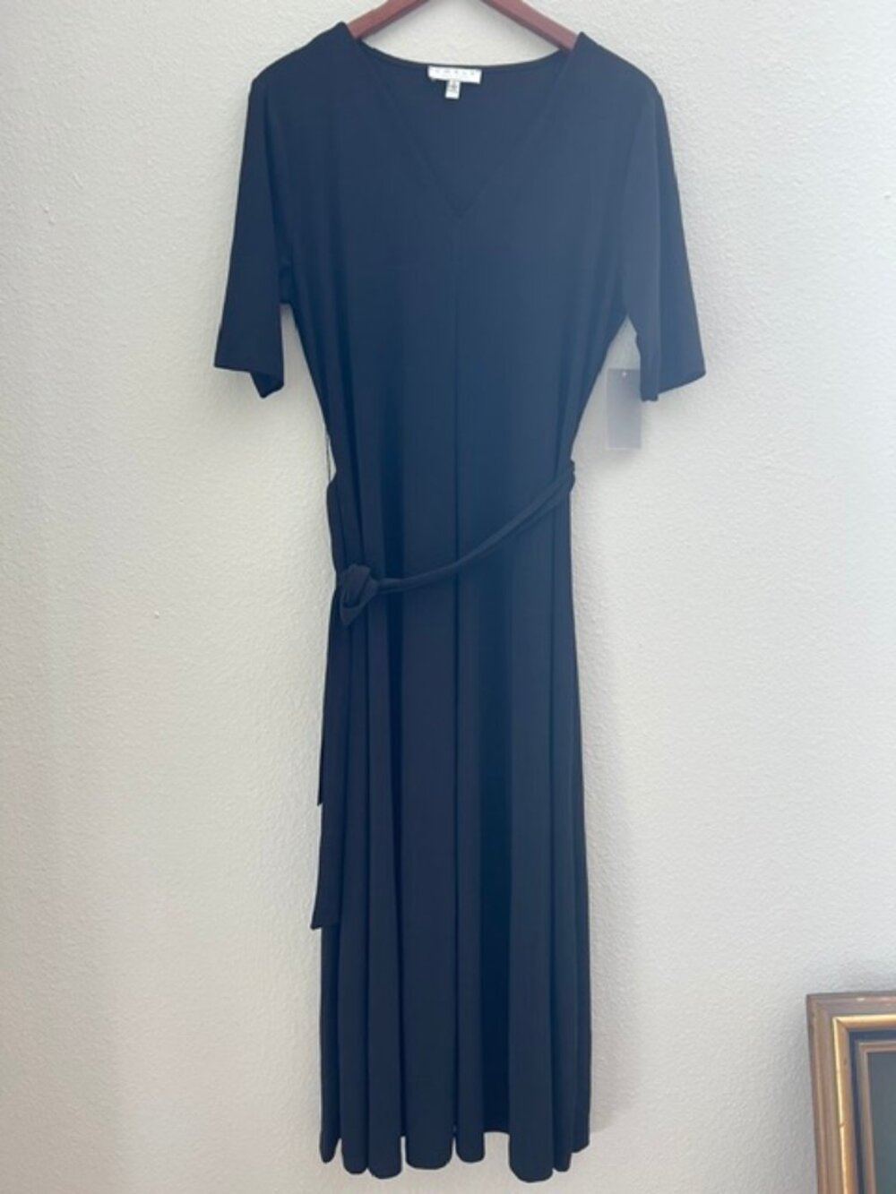 Chaus Midi Fit & Flare Dress - Black With Belt Size L